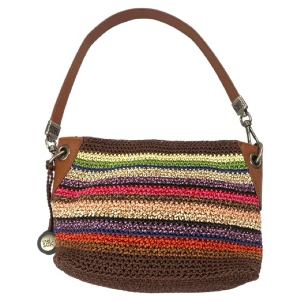 The Sak Multicolor Striped Crochet Shoulder Bag Bold Colorful Perfect Fall Hues